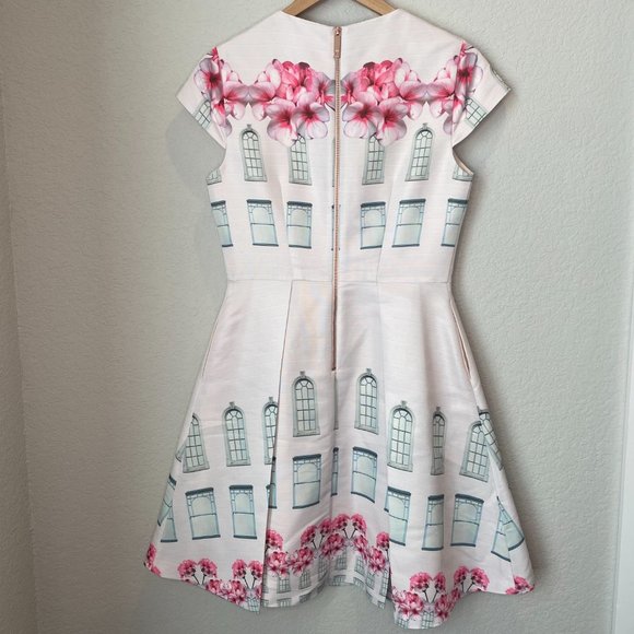 Ted Baker London Deonny Window Box Skater Mini Dress Pink  - Size 6 - EUC - Picture 3 of 13